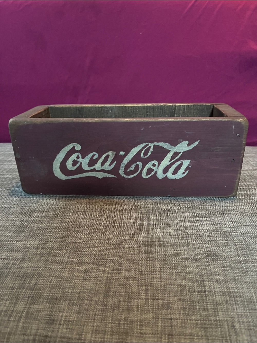 Coca-Cola Maroon Wooden Display Box with White Logo